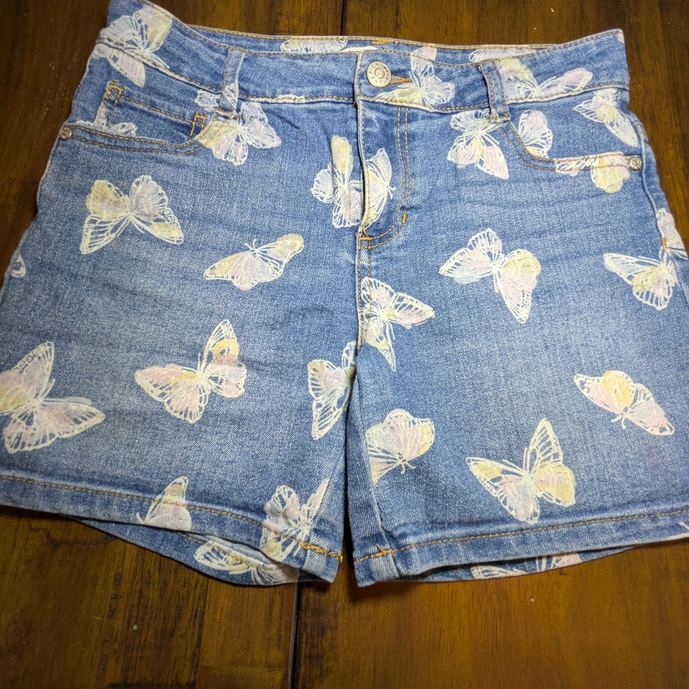 Butterfly Print Denim Shorts